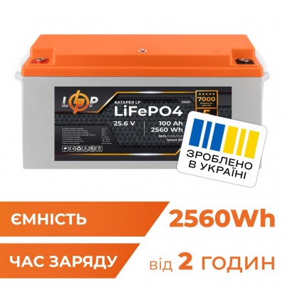 Аккумулятор Logicpower LP LiFePO4 25,6V - 100 Ah (2560Wh) (BMS 100A/50А) пластик Smart BT