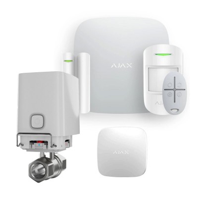 Комплект сигналізації та захисту від потопу Ajax StarterKit 2 white + Ajax WaterStop 1