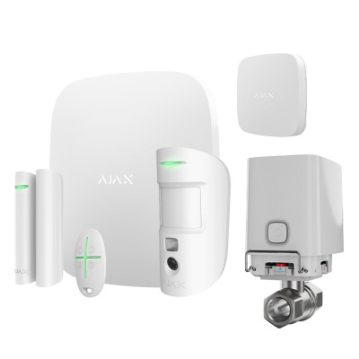 Комплект сигналізації та захисту від потопу Ajax StarterKit Cam white + Ajax WaterStop 1/2