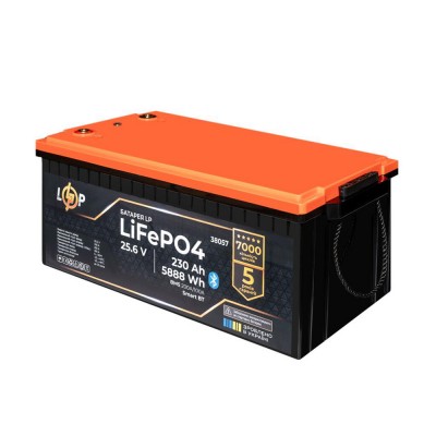 Акумулятор Logicpower LP LiFePO4 25,6V - 230 Ah (5888Wh) (BMS 200A/100А) пластик Smart BT Акумулятор Logicpower LP LiFePO4 25,6V - 230 Ah (5888Wh) (BMS 200A/100А) пластик Smart BT