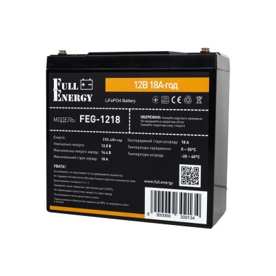 Акумулятор LiFePO4 12.8В 18А·год 230 Вт·год Full Energy FEG-1218 для ДБЖ