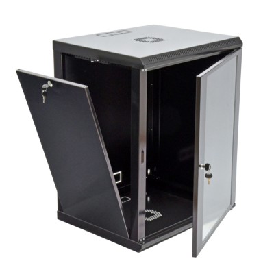 Шафа серверна SteelNet 18U 600 x 600 для мережевого обладнання (скло, чорний)