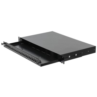 Патч-панель 24 порти SC-Simpl./LC-Dupl./E2000, пуста, кабельні вводи для 6xPG13.5 та 6xPG11, 1U, чорна