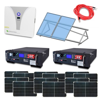 Автономная система бесперебойного питания мощностью 8 кВт с LiFePO4 АКБ, солнечными панелями и монтажным набором на плоскую кровлю