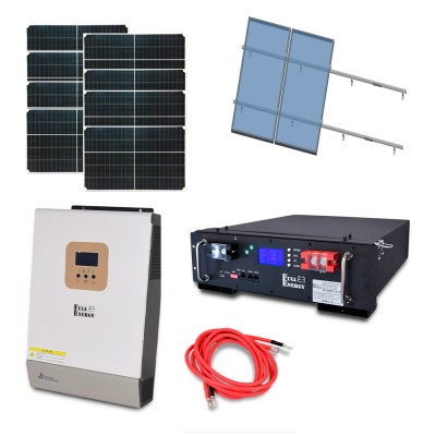 Автономная система бесперебойного питания мощностью 5 кВт с LiFePO4 АКБ, солнечными панелями и монтажным набором на наклонную крышу