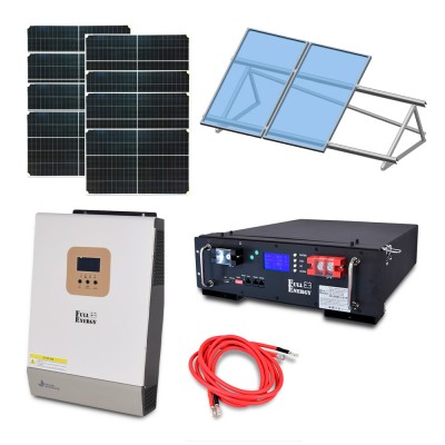 Автономная система бесперебойного питания мощностью 5 кВт с LiFePO4 АКБ, солнечными панелями и монтажным набором на плоскую кровлю