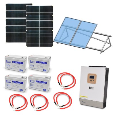 Автономная система бесперебойного питания мощностью 5 кВт с гелевыми АКБ, солнечными панелями и монтажным набором на плоскую кровлю