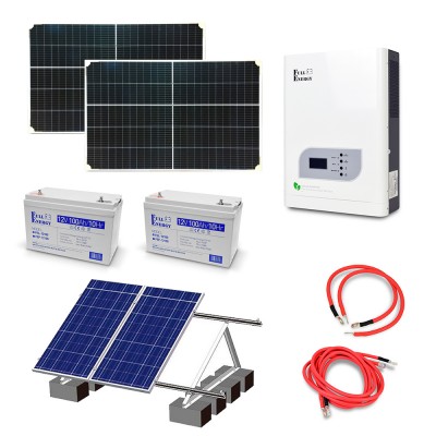 Автономная система бесперебойного питания мощностью 2.4 кВт с гелевыми АКБ, солнечными панелями и монтажным набором (балластная система)