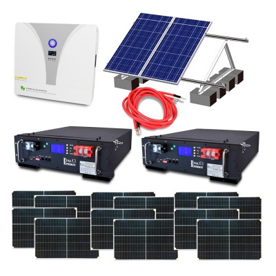 Автономная система бесперебойного питания мощностью 8 кВт с LiFePO4 АКБ, солнечными панелями и монтажным набором (балластная система)