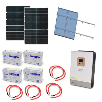 Автономная система бесперебойного питания мощностью 5 кВт с гелевыми АКБ, солнечными панелями и монтажным набором на наклонную крышу