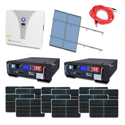 Автономная система бесперебойного питания мощностью 8 кВт с LiFePO4 АКБ, солнечными панелями и монтажным набором на наклонную крышу