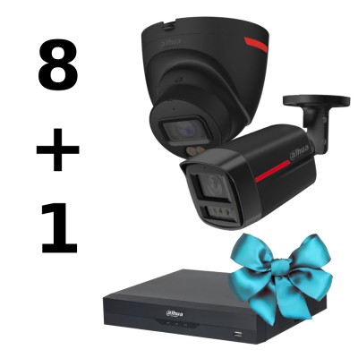 Комплект IP відеоспостереження Dahua WIZCOLOR KIT 8+1（black）