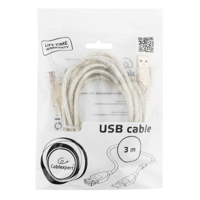 Подовжувач USB 2.0 AM/AF Cablexpert (CCF-USB2-AMAF-TR-10) 3 метри з феритовим кільцем