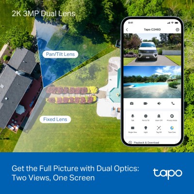 Камера IP з подвійним об'єктивом TP-LINK Tapo C246D 3MP N300 microSD motion detection