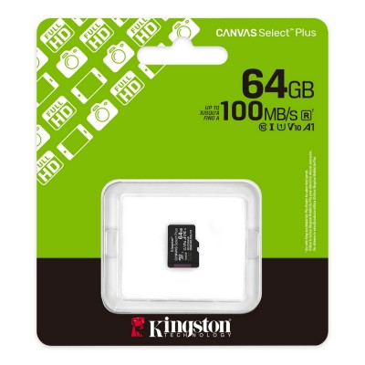 Карта пам'яті microSDXC Kingston 64Gb Canvas Select Plus Gen3 class 10 А1 UHS-I (SDCS3/64GBSP)