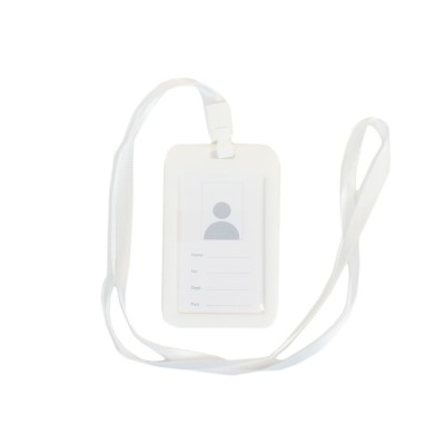 Бейдж на шнурку, вертикальний, колір білий – ATIS, 111 x 69 x 5 мм
