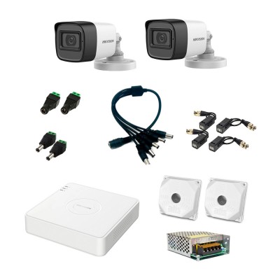 Комплект видеонаблюдения Hikvision на 2 уличные видеокамеры 2Мп аналоговый
