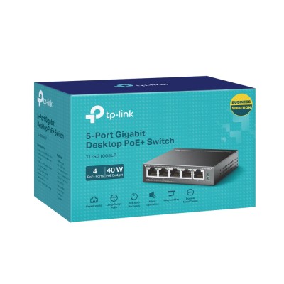 Комутатор TP-LINK TL-SG1005LP 5xGE/4xPoE+ 40W некерований 250м Комутатор TP-LINK TL-SG1005LP 5xGE/4xPoE+ 40W некерований 250м