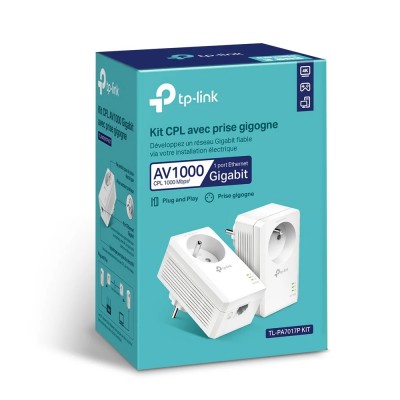 Комплект адаптерів TP-Link Powerline TL-PA7017P KIT із вбудованою розеткою Комплект адаптерів TP-Link Powerline TL-PA7017P KIT із вбудованою розеткою