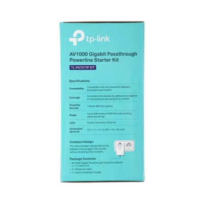 Комплект адаптерів TP-Link Powerline TL-PA7017P KIT із вбудованою розеткою Комплект адаптерів TP-Link Powerline TL-PA7017P KIT із вбудованою розеткою