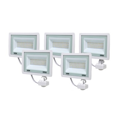 Комплект из 5 светодиодных прожекторов Lightwell 50W с датчиком движения (LW-FL-W-50-S) Комплект из 5 светодиодных прожекторов Lightwell 50W с датчиком движения (LW-FL-W-50-S)