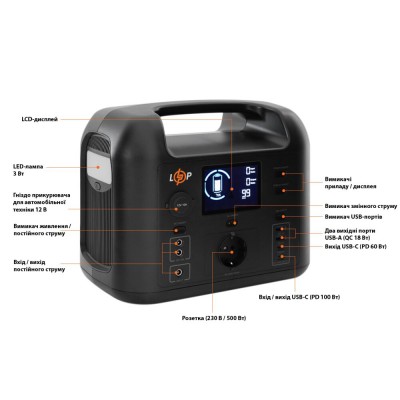 Багатофункціональна портативна зарядна станція Logicpower LP CHARGER 500 (500W, 518Wh)