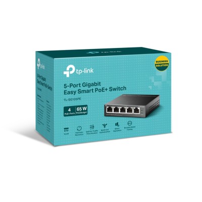 PoE-комутатор TP-Link EasySmart TL-SG105PE гігабітний 5-портовий з 4 PoE+ портами керований