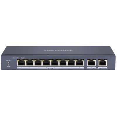 Некерований PoE комутатор Hikvision DS-3E0310P-E/M(B) з 8 портами PoE
