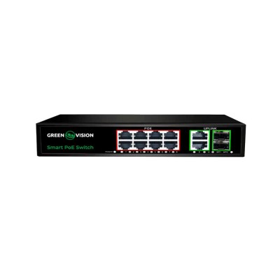 Коммутатор сетевой GreenVision POE GV-021-D-8G+2PG+2SFP