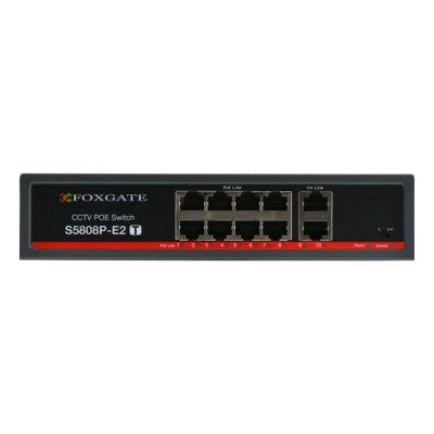 PoE-коммутатор FoxGate S5808P-E2(T) CCTV 8-портовый неуправляемый