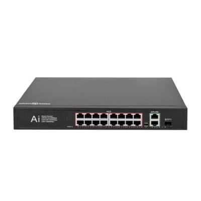 Коммутатор сетевой GreenVision POE GV-010-D-16+2 PG+1 SFP