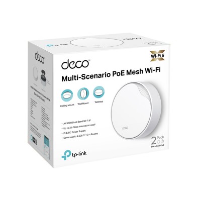 Маршрутизатор TP-LINK Deco X50-PoE (2-pack) MESH система AX3000 1xGE LAN/WAN 1x2,5GE LAN/WAN MU-MIMO OFDMA MESH