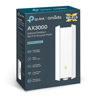 Точка доступу TP-LINK EAP650 OUTDOOR AX3000 1xGE LAN PoE MU-MIMO OFDMA зовнішня