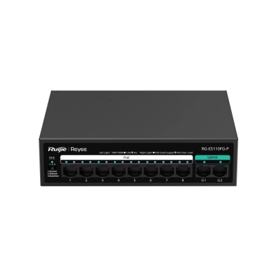 Неуправляемый PoE-коммутатор Ruijie Reyee RG-ES110FG-P с 8 портами PoE Неуправляемый PoE-коммутатор Ruijie Reyee RG-ES110FG-P с 8 портами PoE