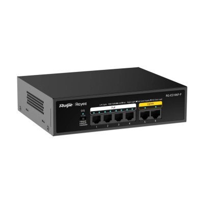 Некерований PoE-комутатор Ruijie RG-ES106F-P з 4 портами PoE Некерований PoE-комутатор Ruijie RG-ES106F-P з 4 портами PoE
