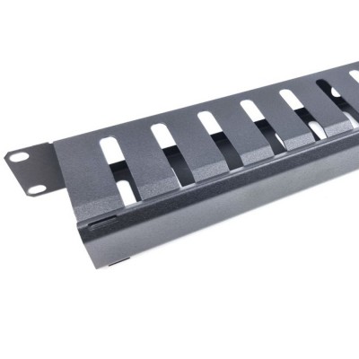 Організатор кабелю перфорований із кришкою 19" 1U чорний