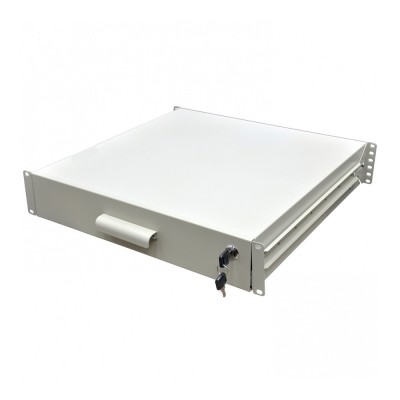 Ящик выдвижной для документов 19" с замком, 2U 450 глубина, серая