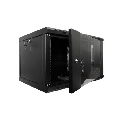 Шафа серверна SteelNet 12U 600 x 600 для мережевого обладнання (скло, чорний)