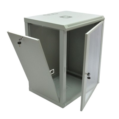 Шафа серверна SteelNet 15U 600 x 500 для мережевого обладнання (скло, сірий)