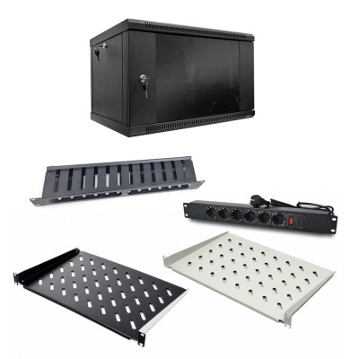 Комплект: Шафа серверна SteelNet 7U 600 x 400 черный + Блок розеток 1U 19 Комплект: Шафа серверна SteelNet 7U 600 x 400 черный + Блок розеток 1U 19