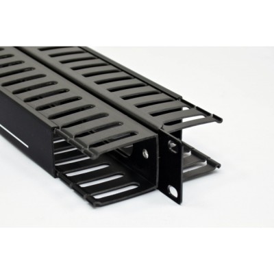 Кабельний організатор CMS 1U з кришкою, двосторонній, чорний