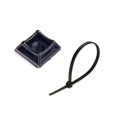 Монтажный комплект: Стяжка Relfix 5 x 450 мм (100 шт/уп) черная+ Площадка для стяжки Relfix с клейким основанием универсальная 20 x 20 мм (50 шт/уп) черный Монтажный комплект: Стяжка Relfix 5 x 450 мм (100 шт/уп) черная+ Площадка для стяжки Relfix с клейким основанием универсальная 20 x 20 мм (50 шт/уп) черный