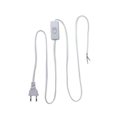 Шнур з вилкою та перемикачем e.wire.switch/plug.white, білий, 2x0.75, 1,5м Шнур з вилкою та перемикачем e.wire.switch/plug.white, білий, 2x0.75, 1,5м