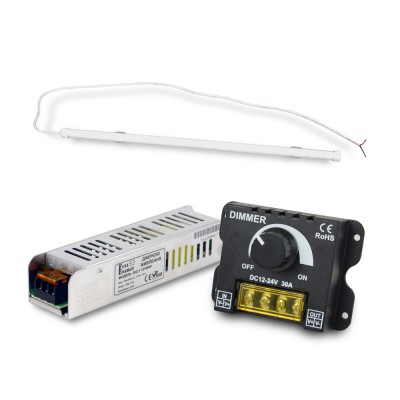 Комплект: Светильник LED линейный 450мм 10Вт 6500K Faraday Electronics + Блок питания Full Energy BGL1-12V60W 12В/5А/60Вт + Регулятор яркости OKY3220 димер для светодиодных лент 12В/24В3 DC