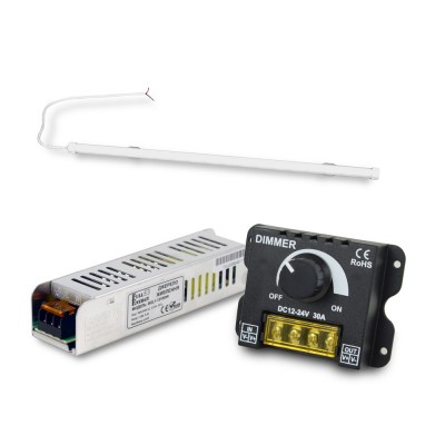 Комплект: Светильник LED линейный 1500мм 22Вт 6500K Faraday Electronics + Блок питания Full Energy BGL1-12V60W 12В/5А/60Вт + Регулятор яркости OKY3220 димер для светодиодных лент 12В/24ВDC