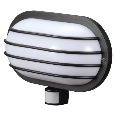 Світильник настінний з датчиком руху e.sensor.lum.69.e27.black (чорний) 180°, IP44