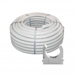 Комплект: гофротруба Light ДКС ПВХ D 25 (50 м) сіра + кліпси для гофри 25 мм (50 шт/уп) сіра