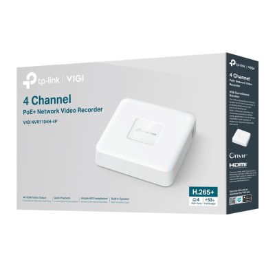 IP-видеорегистратор 4-канальный TP-Link VIGI NVR1104H-4P с PoE+ для систем видеонаблюдения