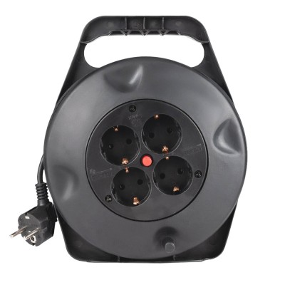 Подовжувач на котушці LP 15м (ПВС 3*0.75), 4 гнізда із заземлювальним контактом до 2.2 кВт