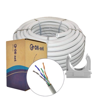 Комплект: Звита пара OK-Net КПВ-ВП (350) 4*2*0,51 (U/UTP-cat.5Е), (UTP медь внутренний) бухта 100м + Гофротруба Light ДКС ПВХ D 32 (25 м) сіра + Кліпса для гофри 32 мм (50 шт/уп) сіра Комплект: Звита пара OK-Net КПВ-ВП (350) 4*2*0,51 (U/UTP-cat.5Е), (UTP медь внутренний) бухта 100м + Гофротруба Light ДКС ПВХ D 32 (25 м) сіра + Кліпса для гофри 32 мм (50 шт/уп) сіра